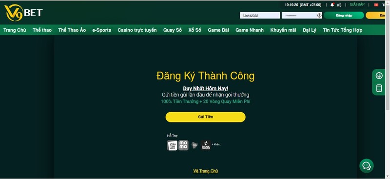 Xác thực để nhận thông báo đăng ký thành công