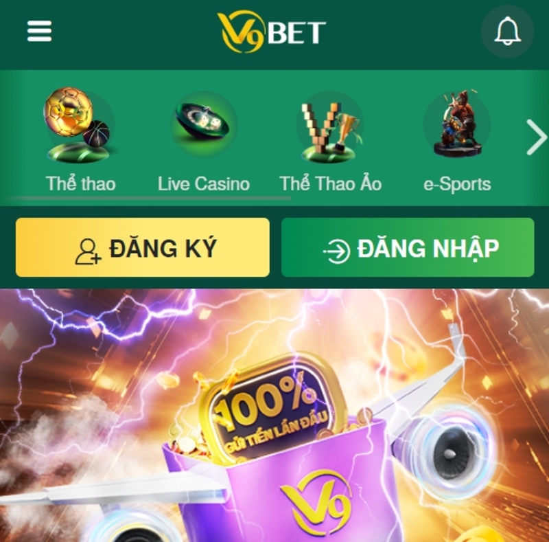 Đăng nhập tài khoản V9bet thành công để thao tác rút tiền