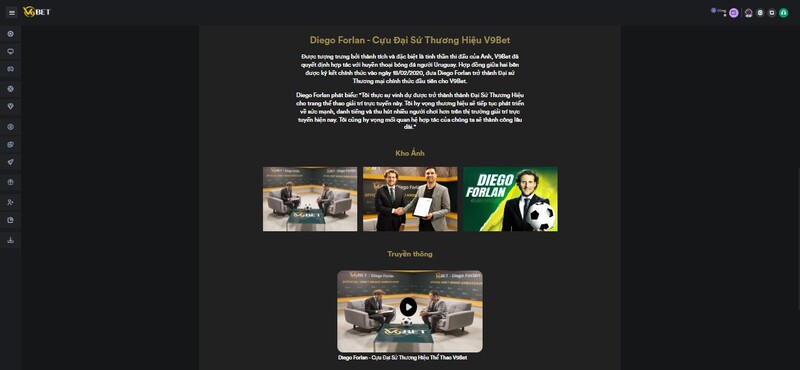 V9bet tài trợ - Cựu đại sứ thương hiệu Diego Forlan